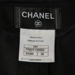 Pre Owned Chanel Black Wool & Silk Pleated Mini Skirt S