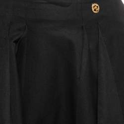 Pre Owned Chanel Black Wool & Silk Pleated Mini Skirt S