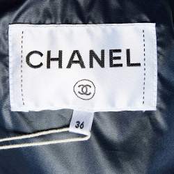 Pre Owned Chanel Metallic Silver Lambskin Bomber Jacket S