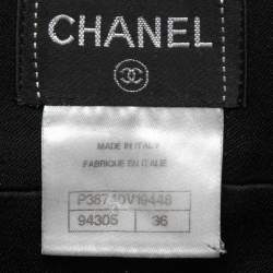 Pre Owned Chanel Black Wool Crepe Button Detail Straight Leg Trousers S