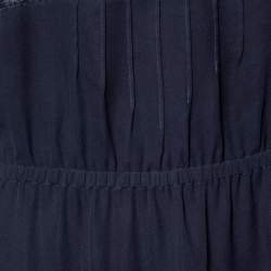 Chanel Navy Blue Silk Lace Tim Cami Dress M
