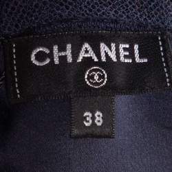 Chanel Navy Blue Silk Lace Tim Cami Dress M