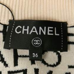 Pre Owned Chanel Monochrome Logo Jacquard Wool Sweater S