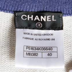 Pre Owned Chanel White Cashmere Button Front Cardigan M