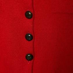 Chanel Red Cashmere Button Front Jacket L
