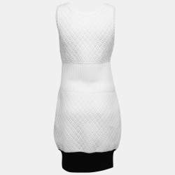 Chanel White Patterned Knit Sleeveless Sheath Dress M