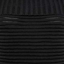 Chanel Black Ribbed Knit Off-Shoulder Long Dress M
