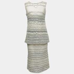 Pre Owned Chanel Metallic Knit Dress & Top Set M