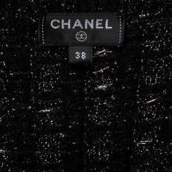 Chanel Black & Metallic Gold Knit Midi Dress M