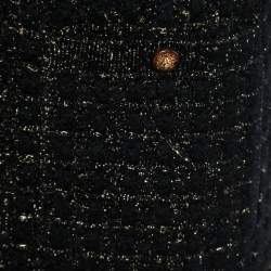 Chanel Black & Metallic Gold Knit Midi Dress M