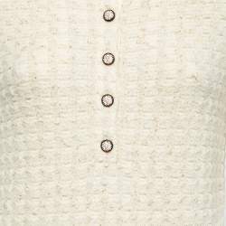 Chanel Cream & Metallic Gold Knit Midi Dress M