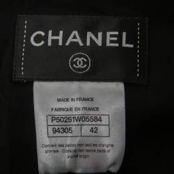 Chanel Black Leather & Tweed Midi Dress L