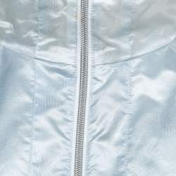 Chanel Light Blue Jacquard Zip-Up Track Jacket M