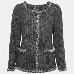 Chanel Grey Wool Trim Embellished Jacket L