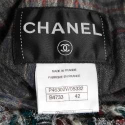 Chanel Grey Wool Trim Embellished Jacket L