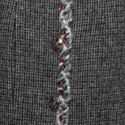 Chanel Grey Wool Trim Embellished Jacket L
