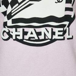 مملوكة مسبقًا تي شيرت شانيل لا باوسا تريكو تيري وردي مقاس كبير (لارج)