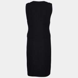 Chanel Black Wool Boucle Sleeveless Midi Dress L