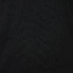 Pre Owned Chanel Black Jersey Detachable Camelia Brooch T-Shirt L