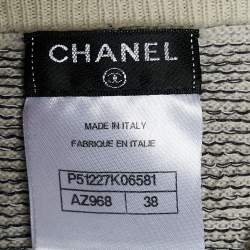 Pre Owned Chanel Blue Cashmere & Cotton Knit Sweater M