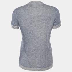 Pre Owned Chanel Blue Cashmere & Cotton Knit Sweater M