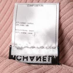 Pre Owned Chanel Light Pink Ribbed Knit Tank Top M