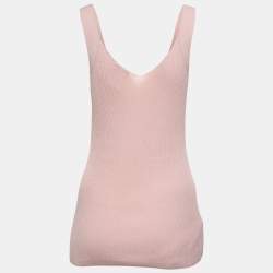 Pre Owned Chanel Light Pink Ribbed Knit Tank Top M
