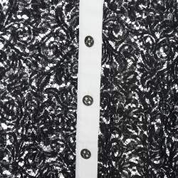 Pre Owned Chanel Black Lace Contrast Detail Button Front Sheer Shirt L