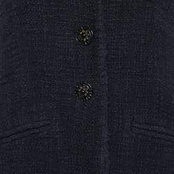 Chanel Black Tweed Button Front Blazer M