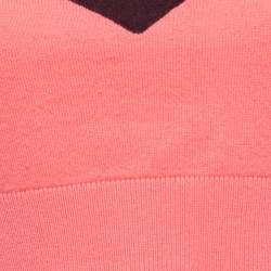 Pre Owned Chanel Pink & Plum Cashmere Cropped Knit Top M