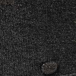 Chanel Black & Silver Knit Chain Trim Detail Sleeveless Top M