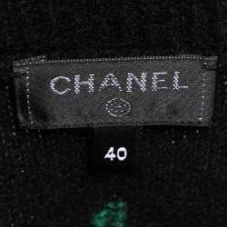 Chanel Black Patterned Cashmere Turtleneck Sweater M