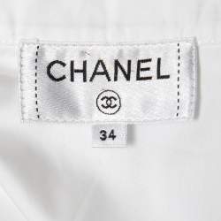 مملوكة مسبقًا Chanel White Cotton Short Sleeve Fitted Top S