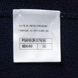 Pre Owned Chanel Navy Blue Cashmere Buttoned Knitted Dress M