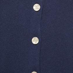 Pre Owned Chanel Navy Blue Cashmere Buttoned Knitted Dress M