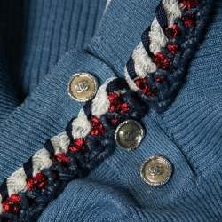 Chanel Blue Linen Rib Knit Braid Detail Tank Top S