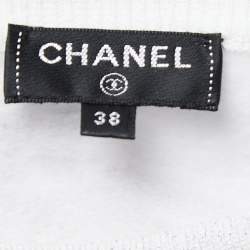Pre Owned Chanel White Cotton Parrot Print Embellished Sweatshirt M