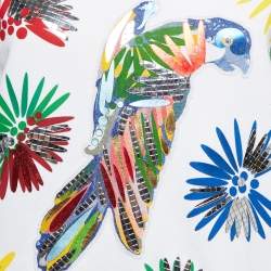 Pre Owned Chanel White Cotton Parrot Print Embellished Sweatshirt M