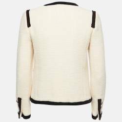 Pre Owned Chanel Cream Tweed Trim Detail Jacket S