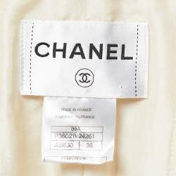 Pre Owned Chanel Cream Tweed Trim Detail Jacket S