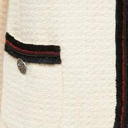 Pre Owned Chanel Cream Tweed Trim Detail Jacket S