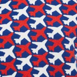 Chanel Blue/Red Airplane Patterned Cashmere Knit Top XL