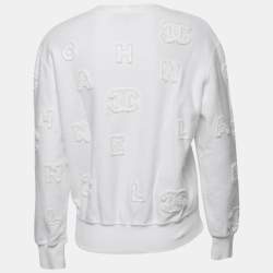 CHANEL Cotton CC Logo Sweatshirt White Taupe Blue