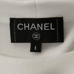 Chanel White Cotton Logo Detail Crew Neck Sweatshirt S