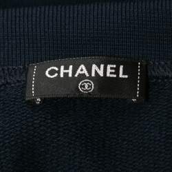 Pre Owned Chanel Navy Blue Paris-Greece CC Print Cotton T-Shirt S