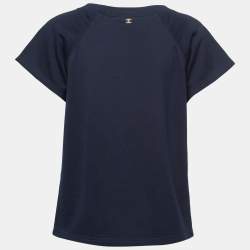 Pre Owned Chanel Navy Blue Paris-Greece CC Print Cotton T-Shirt S