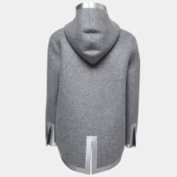 Chanel Grey Wool Blend Hooded Zip-Up Jacket S