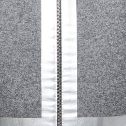 Chanel Grey Wool Blend Hooded Zip-Up Jacket S