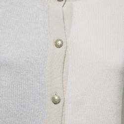 Chanel Beige Colorblock Cashmere Knit Button Front Cardigan M