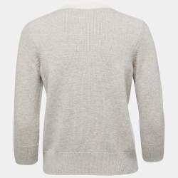 Chanel Beige Colorblock Cashmere Knit Button Front Cardigan M